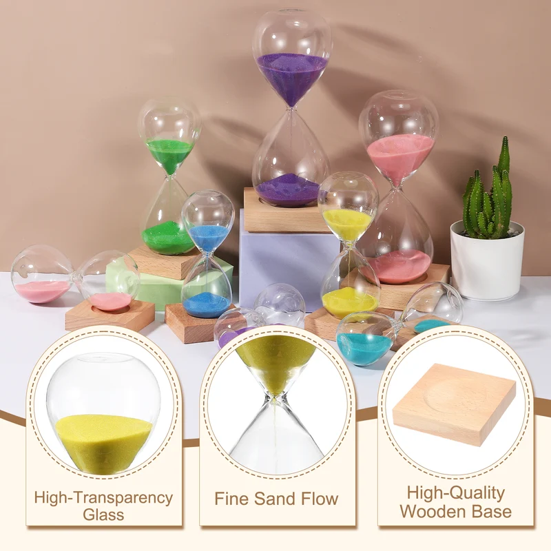 15 Minutes Sand Timer, Sand Watch with Wood Base, Yellow
