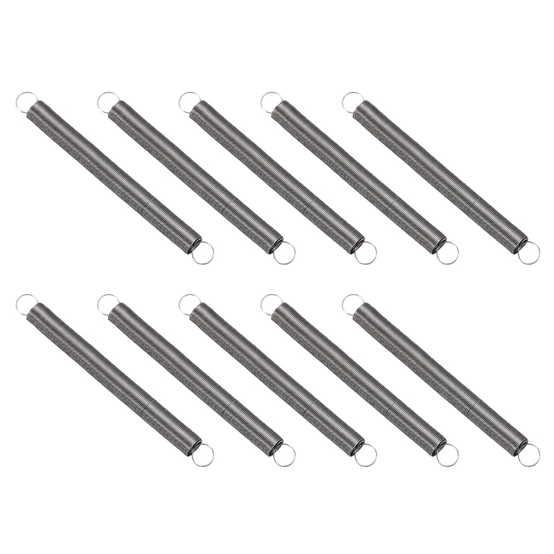 Extension Spring 10pcs Wire Dia 0.01" OD 0.2" Free Length 2.4"