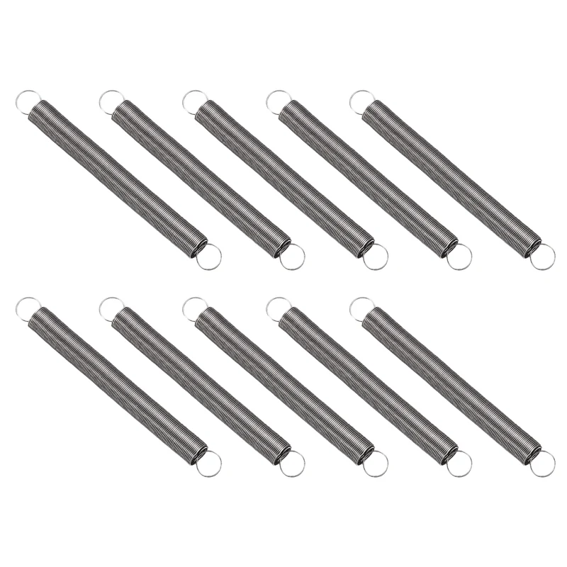 Extension Spring 10pcs Wire Dia 0.01" OD 0.2" Free Length 2"