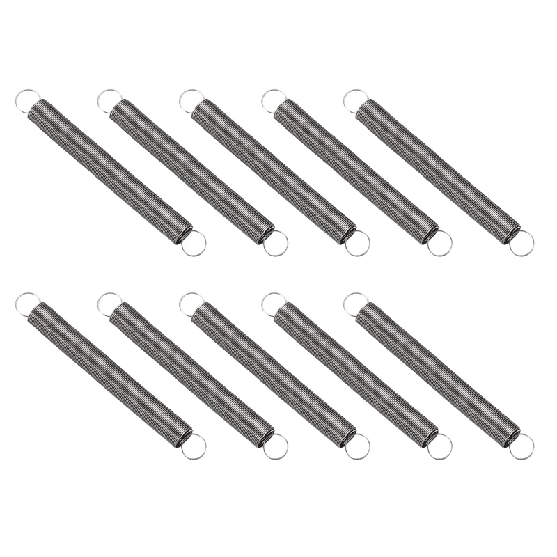 Extension Spring 10pcs Wire Dia 0.01" OD 0.2" Free Length 1.8"