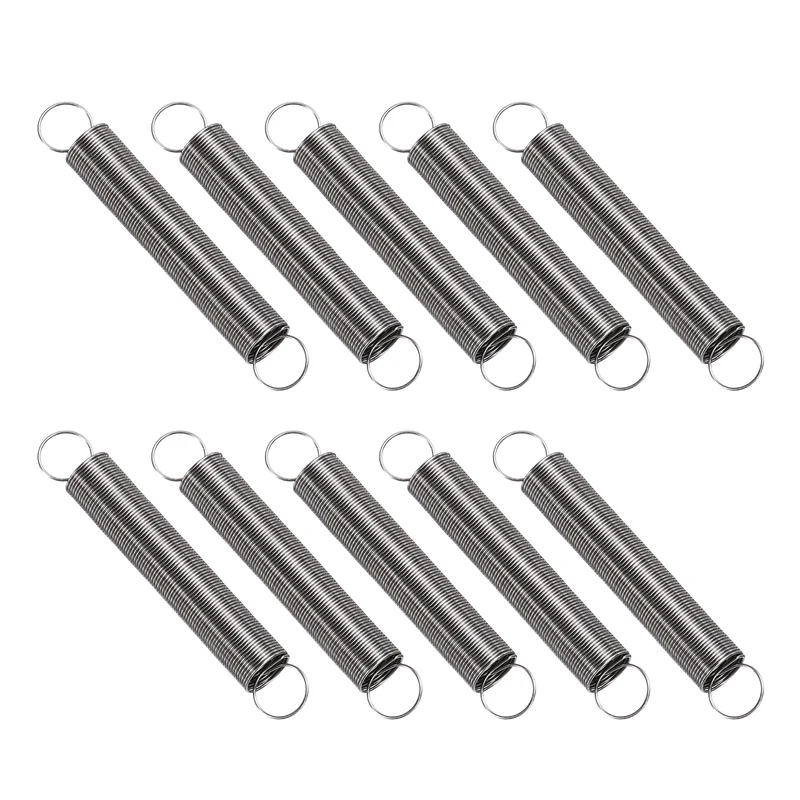 Extension Spring 10pcs Wire Dia 0.01" OD 0.2" Free Length 1.6"