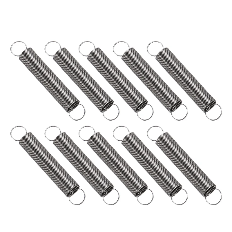 Extension Spring 10pcs Wire Dia 0.01" OD 0.2" Free Length 1.4"