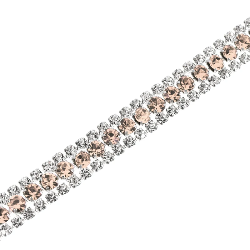 2 Yards 3 Rows Rhinestone Chain, 8.5mm Close Claw Chain Trim (Yellow, White)
