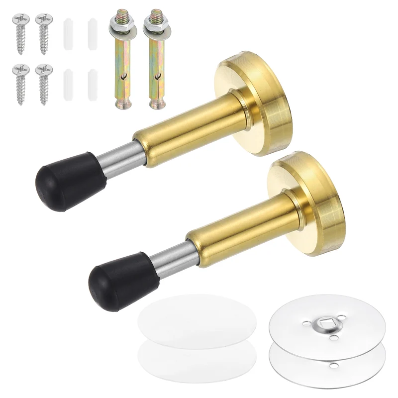 2PCS 4" Magnetic Door Stoppers, Adjustable Door Stops Bumper, Gold