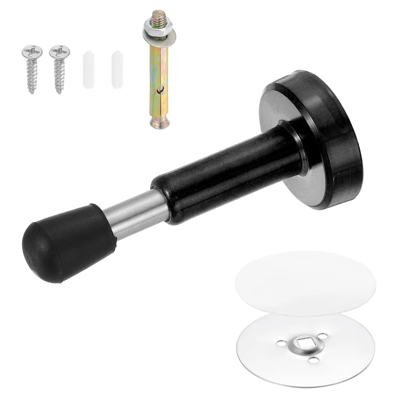4" Magnetic Door Stoppers, Adjustable Door Stops Bumper, Black
