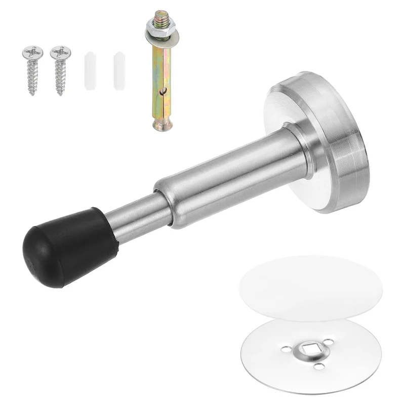 4" Magnetic Door Stoppers, Adjustable Door Stops Bumper, Silver