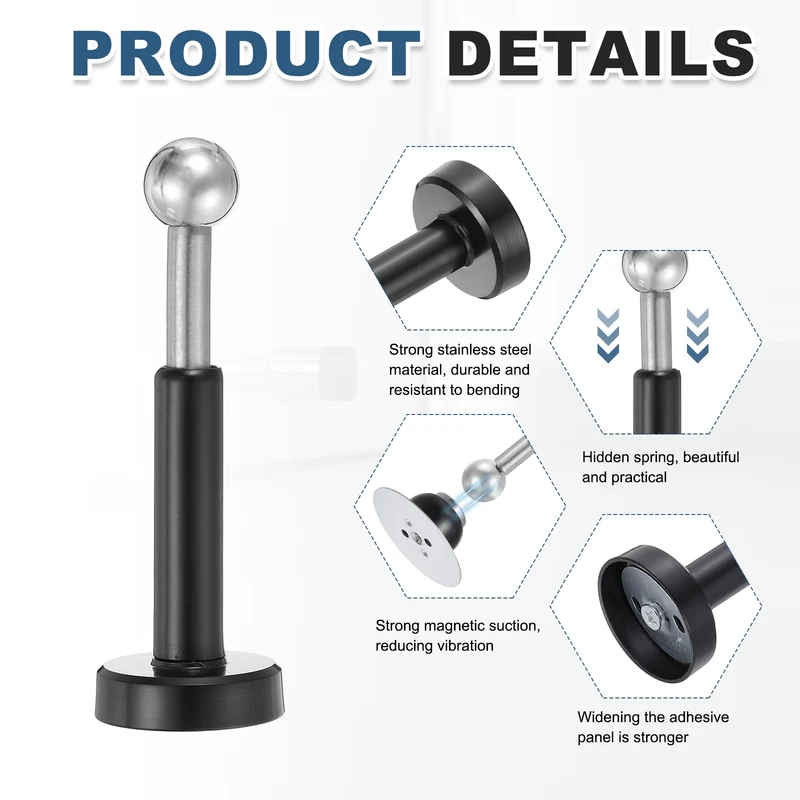 6.9" Magnetic Door Stoppers, Adjustable Door Stops Bumper, Black
