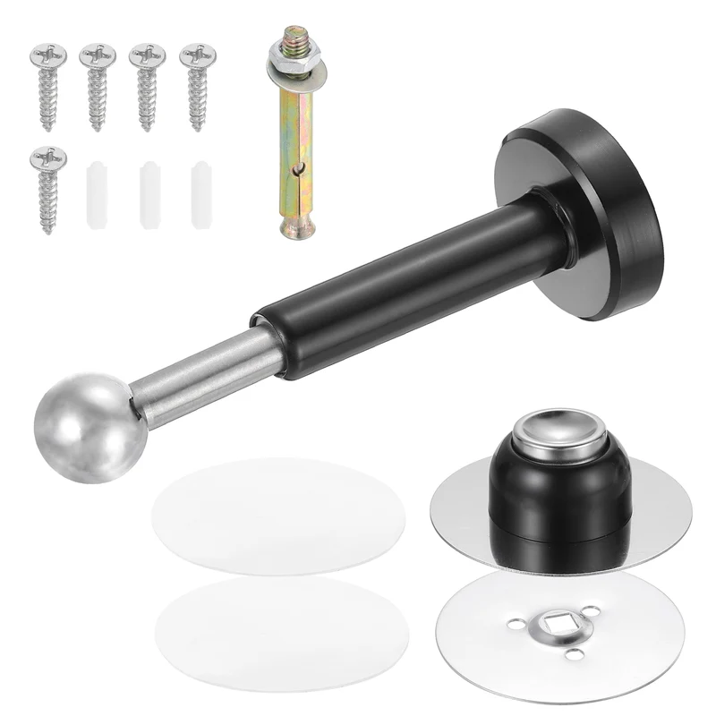 5.7" Magnetic Door Stoppers, Adjustable Door Stops Bumper, Black