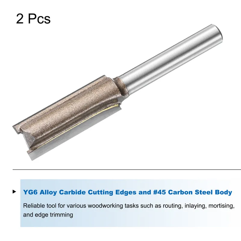 2pcs Straight Router Bit 1/4 Shank 7/16" Cutting Dia 2 Flutes 1.18" YG6 Carbide