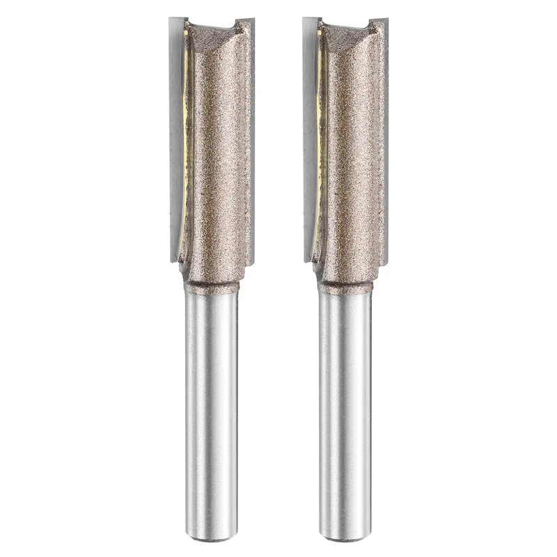 2pcs Straight Router Bit 1/4 Shank 25/64" Cutting Dia 2 Flutes 1.18" YG6 Carbide