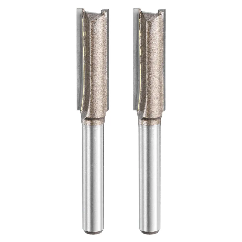 2pcs Straight Router Bit 1/4 Shank 23/64" Cutting Dia 2 Flutes 1.18" YG6 Carbide