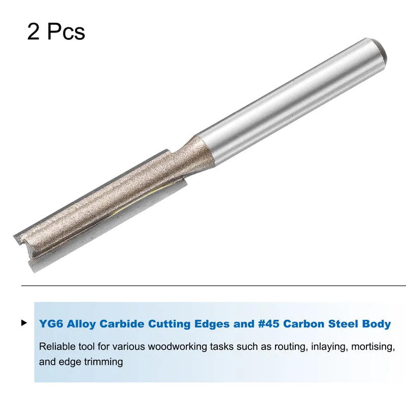 2pcs Straight Router Bit 1/4 Shank 9/32" Cutting Dia 2 Flutes 1.18" YG6 Carbide
