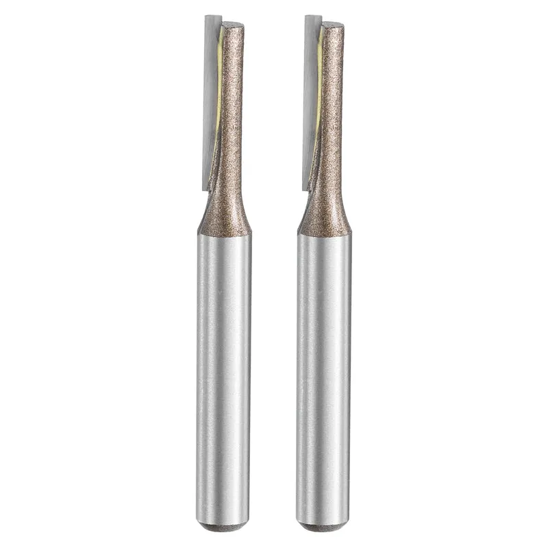 2pcs Straight Router Bit 1/4 Shank 13/64" Cutting Dia 2 Flutes 0.79" YG6 Carbide