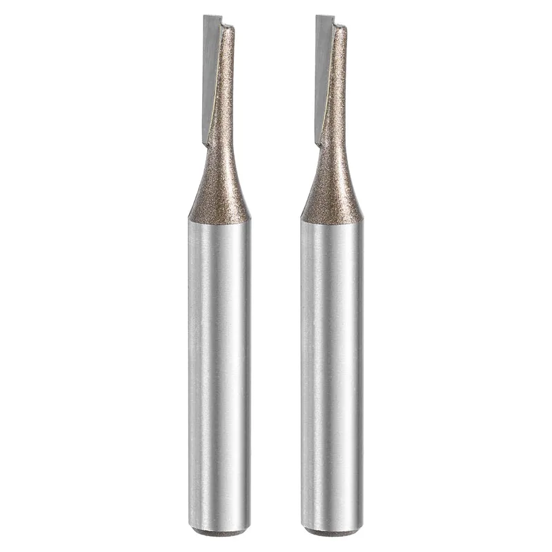 2pcs Straight Router Bit 1/4 Shank 1/8" Cutting Dia 2 Flutes 0.51" YG6 Carbide