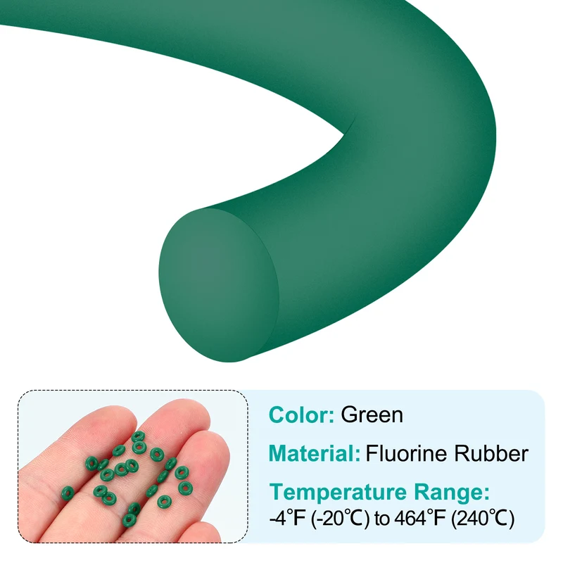 50Pcs Fluorine Rubber O-Ring 4.5mm OD 1.5mm ID 1.5mm Width,FKM Seal Gasket,Green