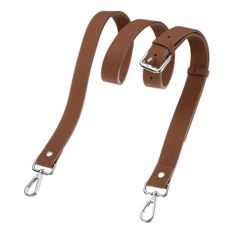 1" Genuine Leather Purse Strap for Bag (Caramel, Silver Buckle)