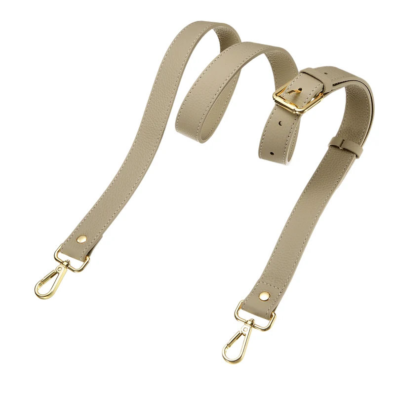 1" Genuine Leather Purse Strap for Bag (Apricot, Gold Buckle)