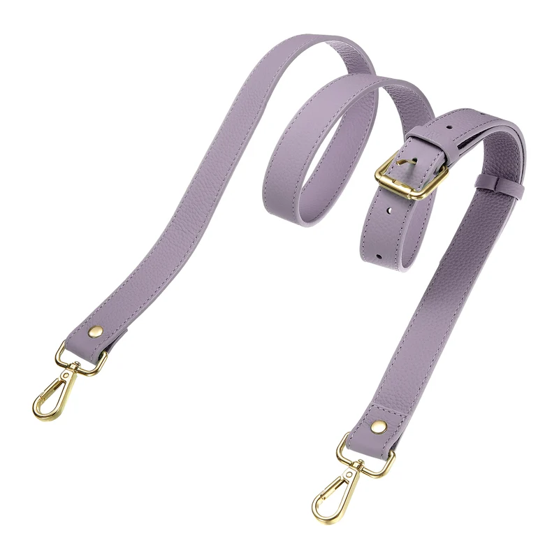1" Genuine Leather Purse Strap for Bag (Taro Purple, Gold Buckle)