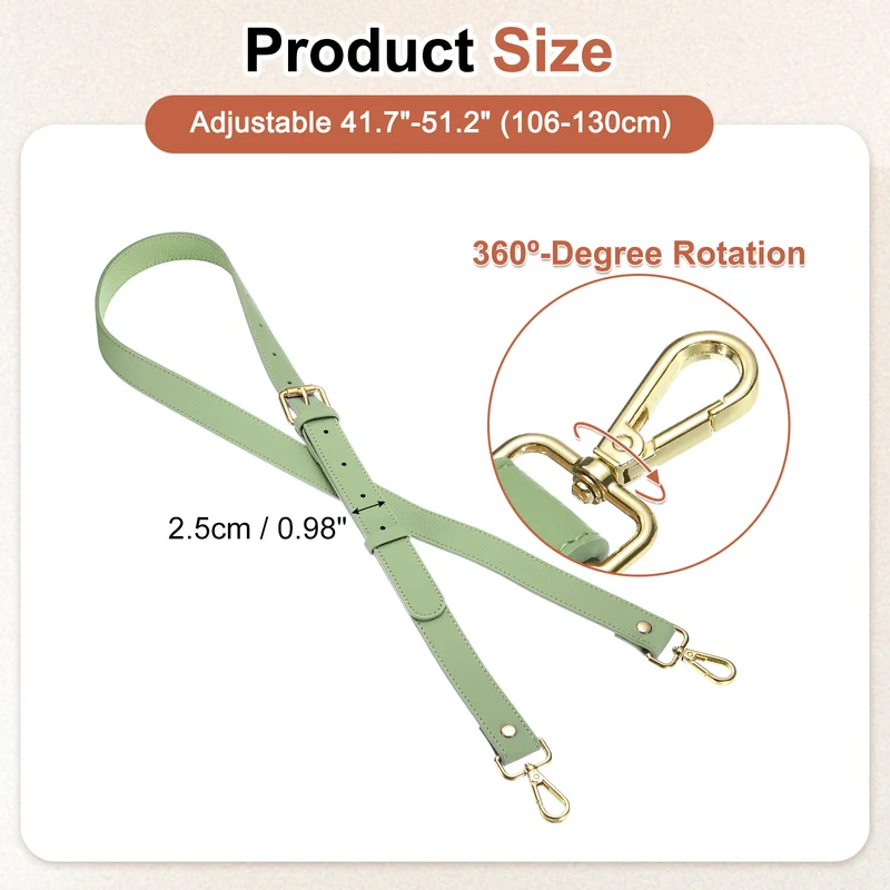 1" Genuine Leather Purse Strap for Bag (Lake Green, Gold Buckle)