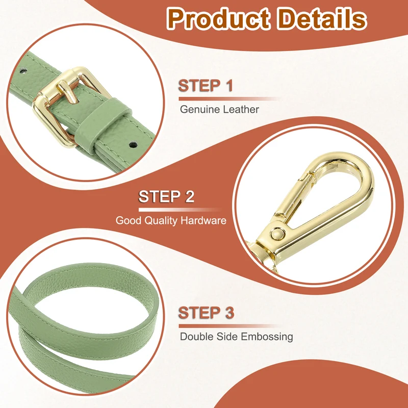 1" Genuine Leather Purse Strap for Bag (Lake Green, Gold Buckle)