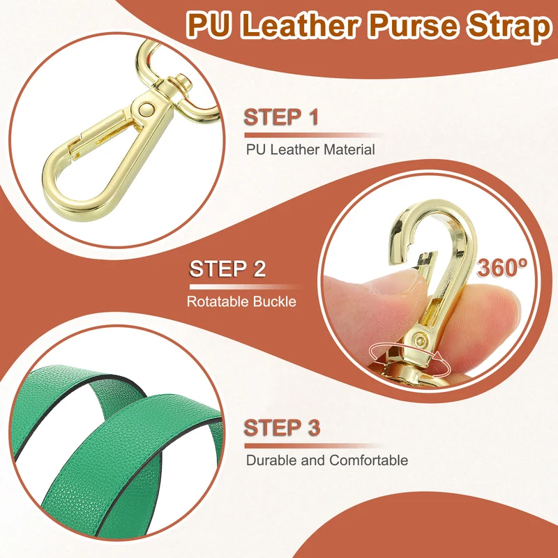 45.3" Adjustable PU Leather Purse Strap Crossbody Replacement Green/Gold