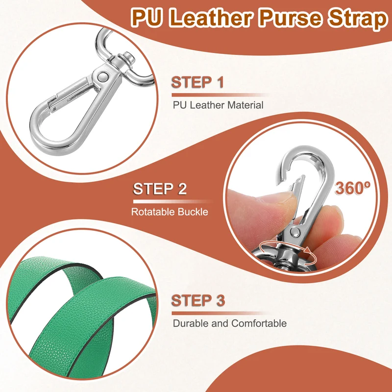 45.3" Adjustable PU Leather Purse Strap Crossbody Replacement Green/Silver