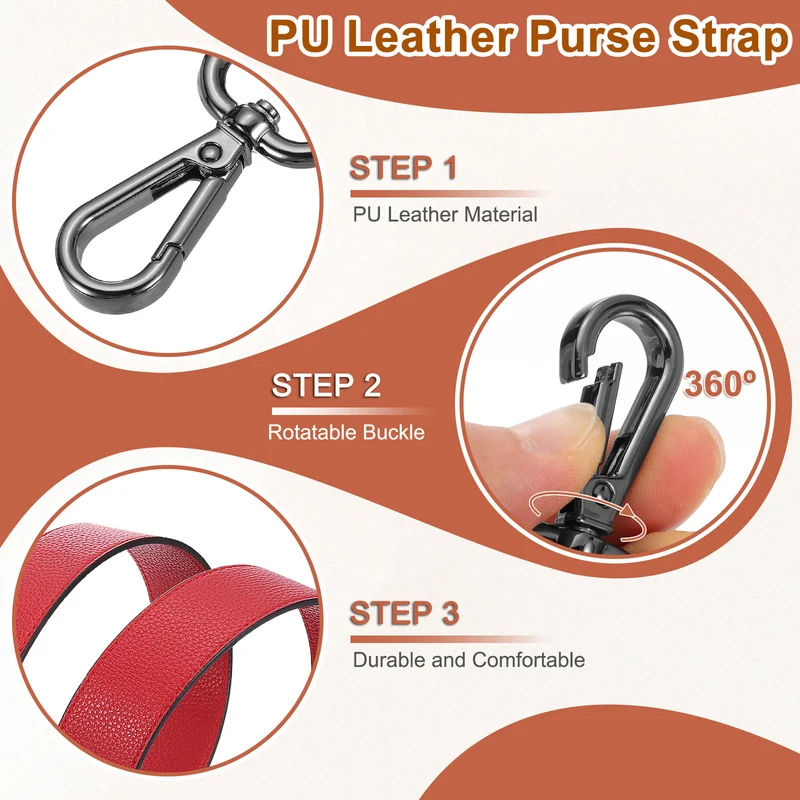 45.3" Adjustable PU Leather Purse Strap Crossbody Replacement Red/Black