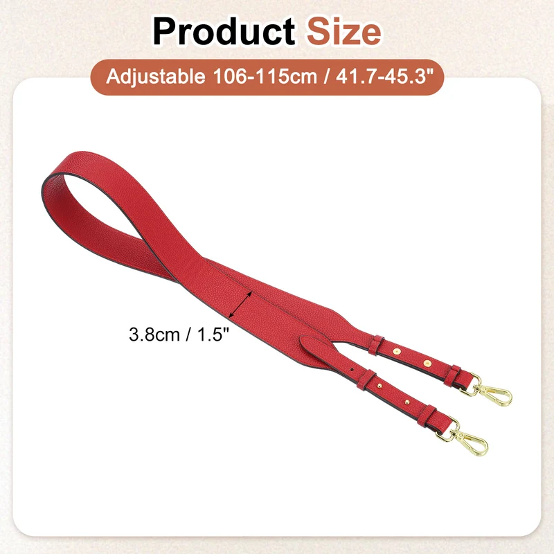 45.3" Adjustable PU Leather Purse Strap Crossbody Replacement Red/Gold