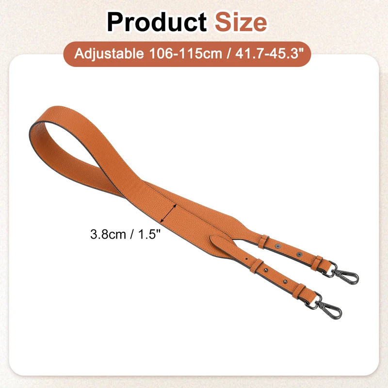 45.3" Adjustable PU Leather Purse Strap Crossbody Replacement Orange/Black