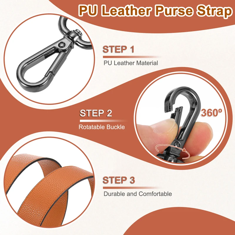 45.3" Adjustable PU Leather Purse Strap Crossbody Replacement Orange/Black