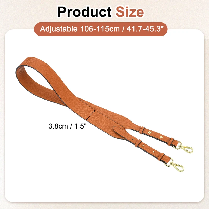 45.3" Adjustable PU Leather Purse Strap Crossbody Replacement Orange/Gold