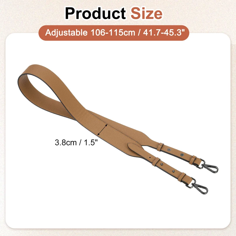 45.3" Adjustable PU Leather Purse Strap Crossbody Replacement Light Brown/Black