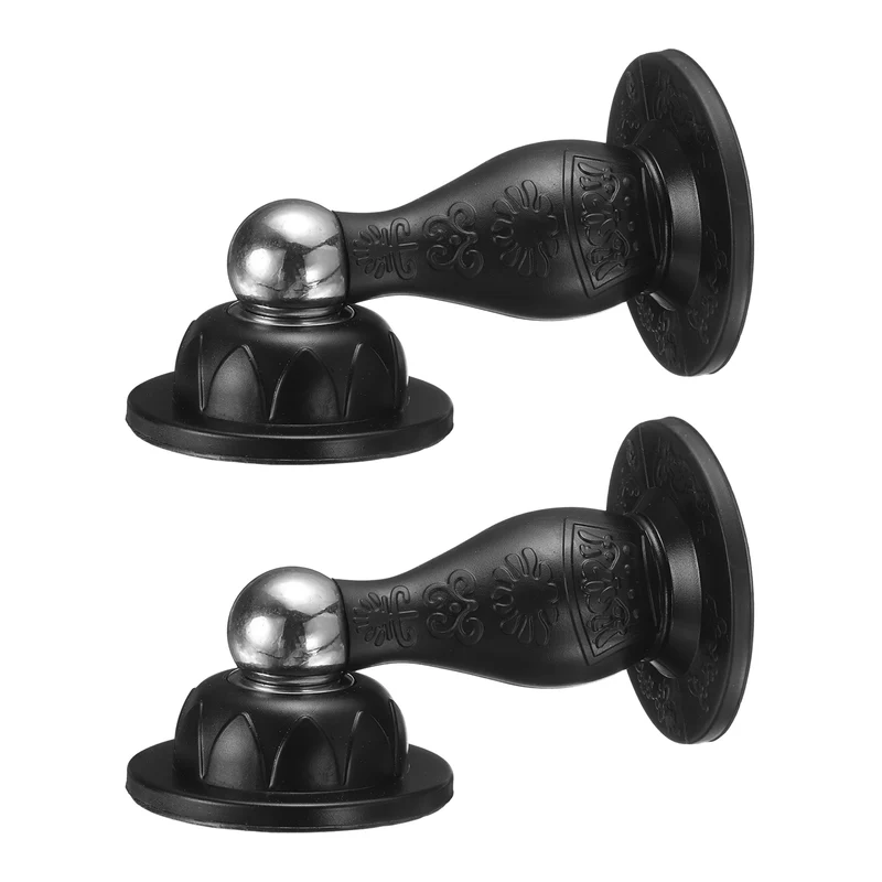 2Pcs 3.6" Magnetic Door Stoppers, Silicone Door Stop with Adhesive, Black