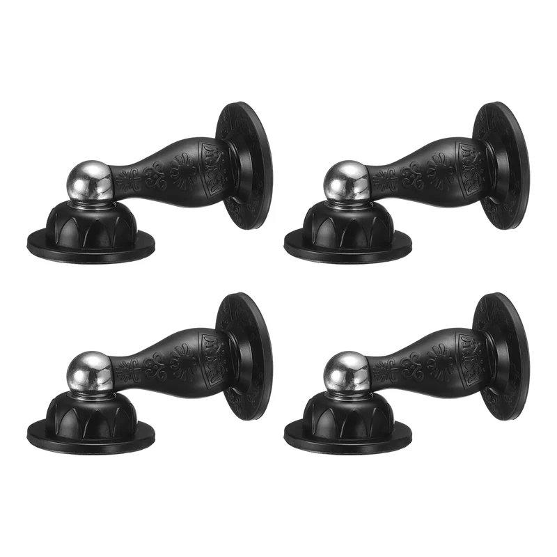 4Pcs 3.6" Magnetic Door Stoppers, Silicone Door Stop with Adhesive, Black
