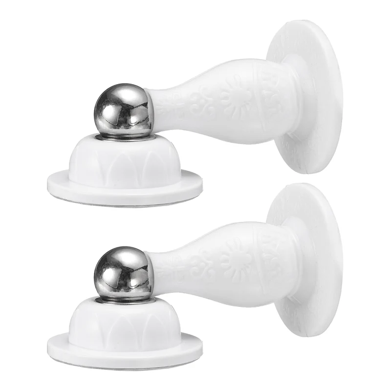 2Pcs 3.6" Magnetic Door Stoppers, Silicone Door Stop with Adhesive, White
