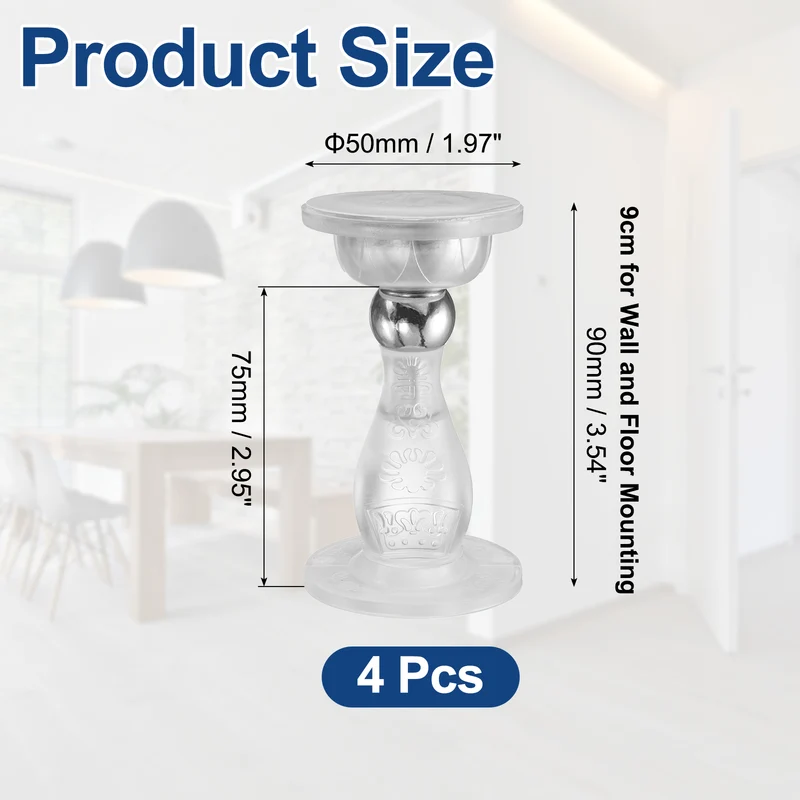 4Pcs 3.5" Magnetic Door Stoppers, Silicone Door Stop with Adhesive, Transparent