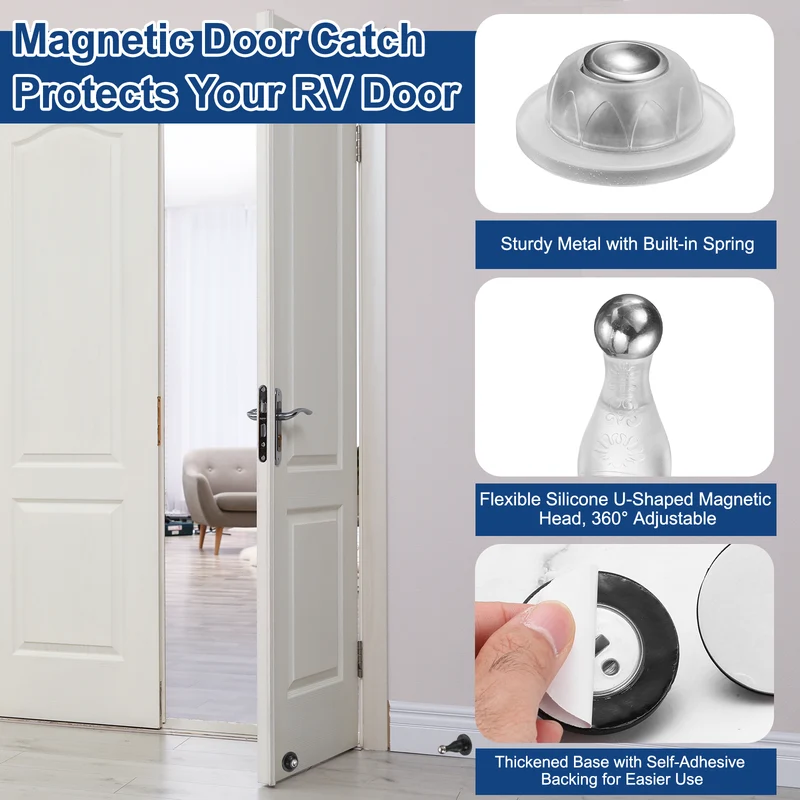 4Pcs 3.5" Magnetic Door Stoppers, Silicone Door Stop with Adhesive, Transparent