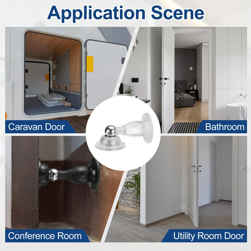 4Pcs 3.5" Magnetic Door Stoppers, Silicone Door Stop with Adhesive, Transparent