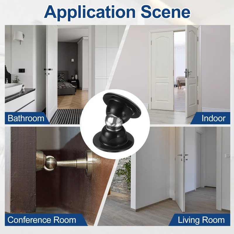 2Pcs 2" Magnetic Door Stoppers, Magnetic Door Catch with Adhesive, Black
