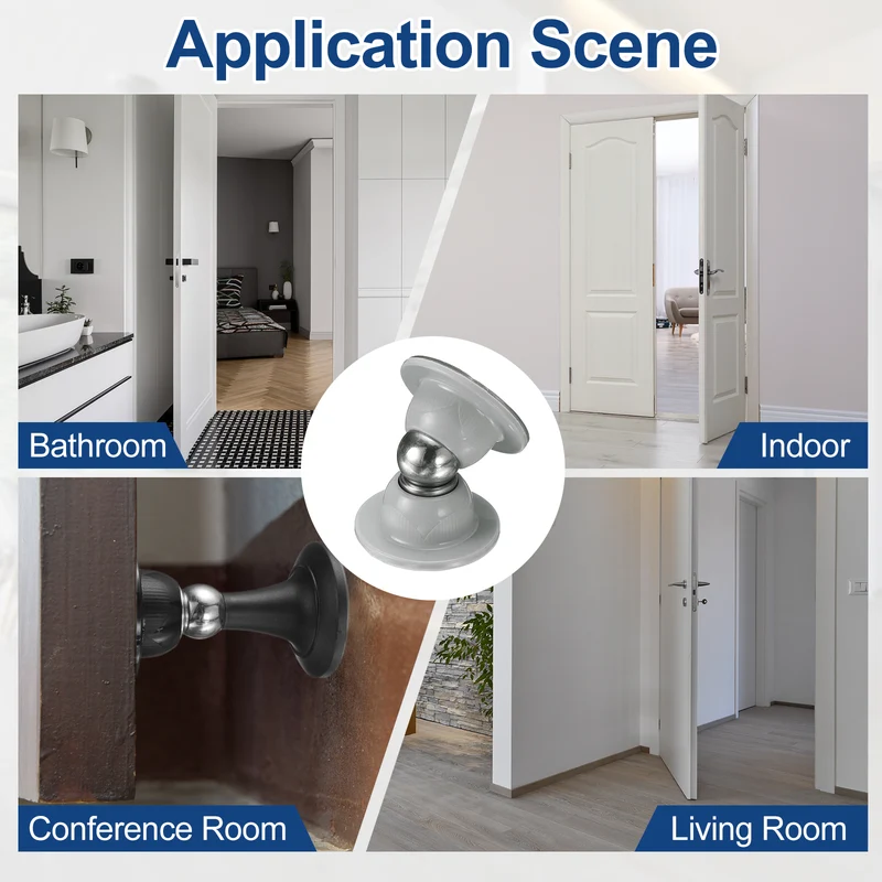 2" Magnetic Door Stoppers, Magnetic Door Catch with Adhesive, Gray
