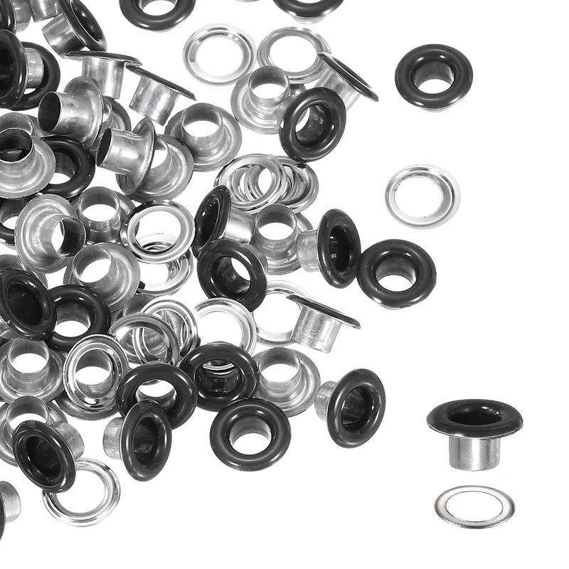 Grommets Kit, Metal Eyelets with Washers 5mm 3/16" & 250 Set & Matte Black
