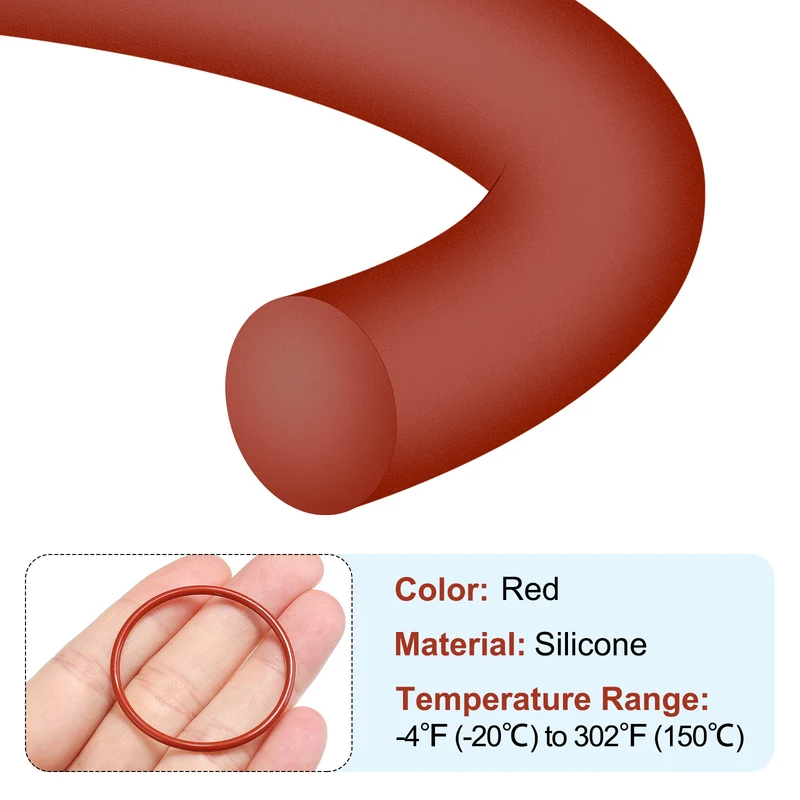 30Pcs Silicone O-Ring 40mm OD 36mm ID 2mm Width VMQ Sealing Gasket, Red