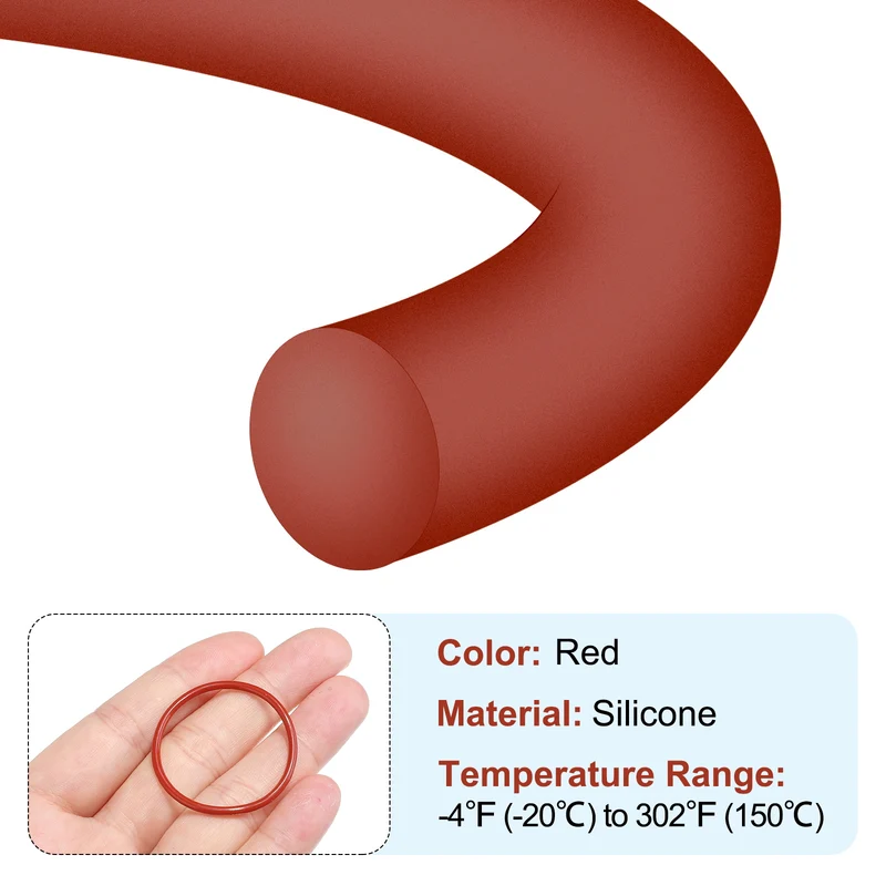 50Pcs Silicone O-Ring 34mm OD 30mm ID 2mm Width VMQ Sealing Gasket, Red