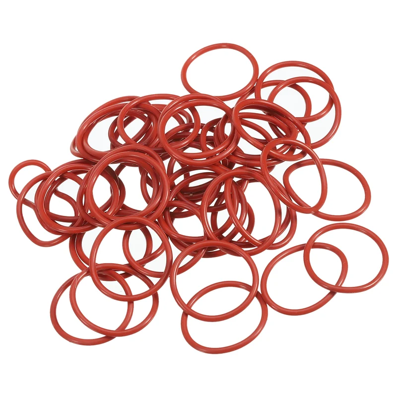 50Pcs Silicone O-Ring 27mm OD 23mm ID 2mm Width VMQ Sealing Gasket, Red