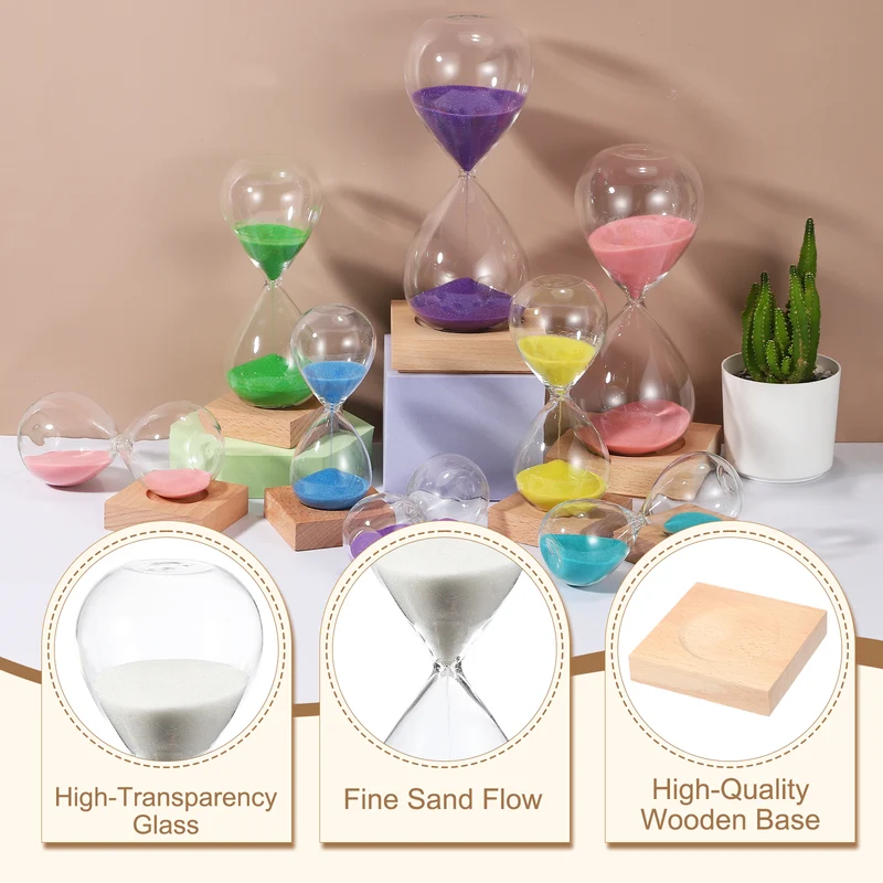 15 Minutes Sand Timer, Sand Watch with Wood Base, White