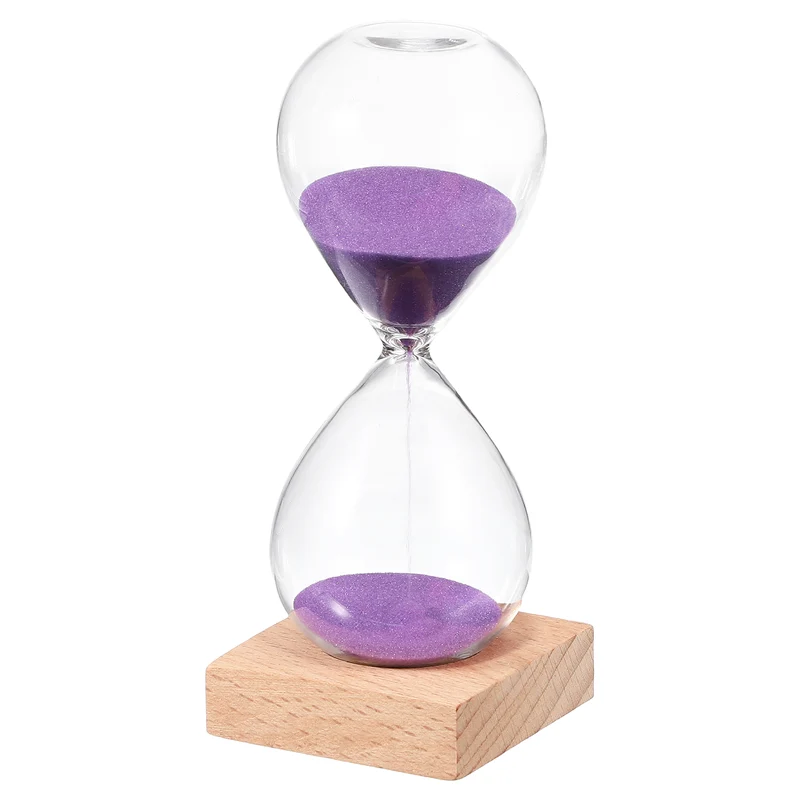 10 Minutes Sand Timer, Sand Watch with Wood Base, Purple