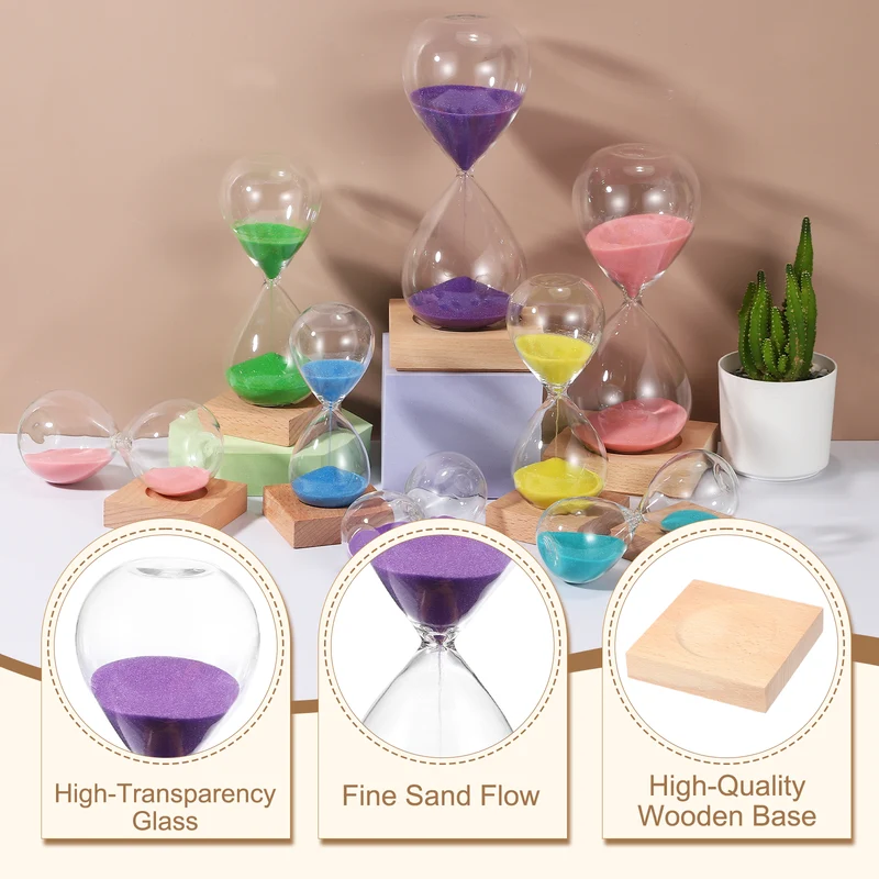 10 Minutes Sand Timer, Sand Watch with Wood Base, Purple