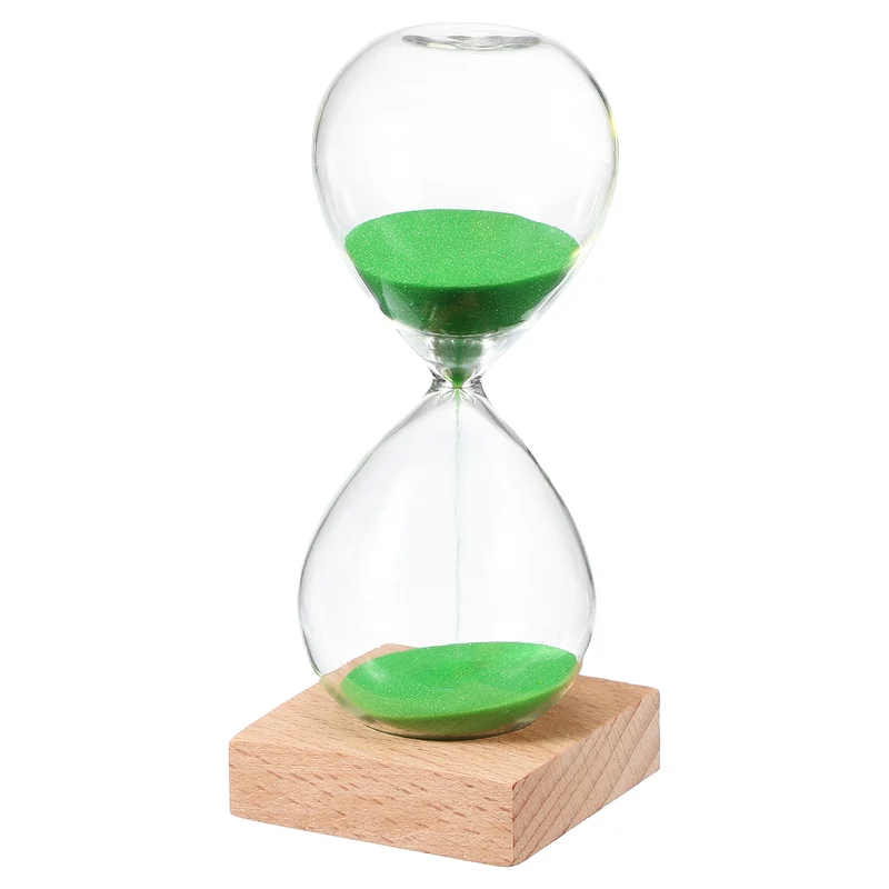 10 Minutes Sand Timer, Sand Watch with Wood Base, Green