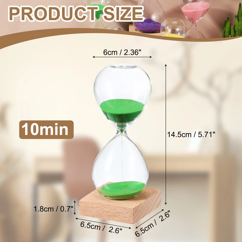 10 Minutes Sand Timer, Sand Watch with Wood Base, Green