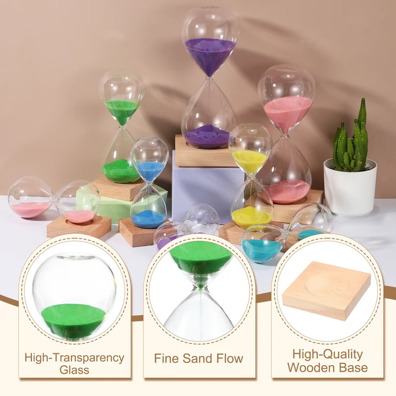 10 Minutes Sand Timer, Sand Watch with Wood Base, Green